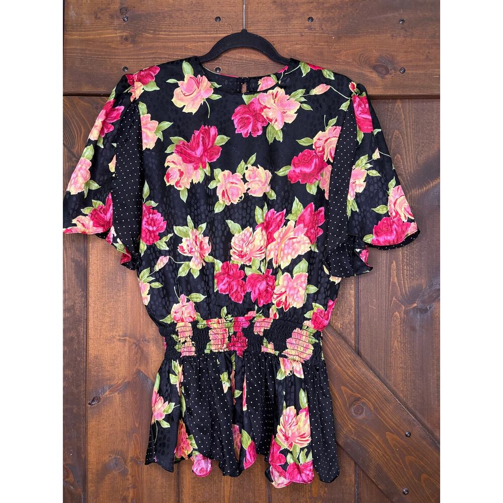 Vintage Susan Freis women’s medium floral blouse